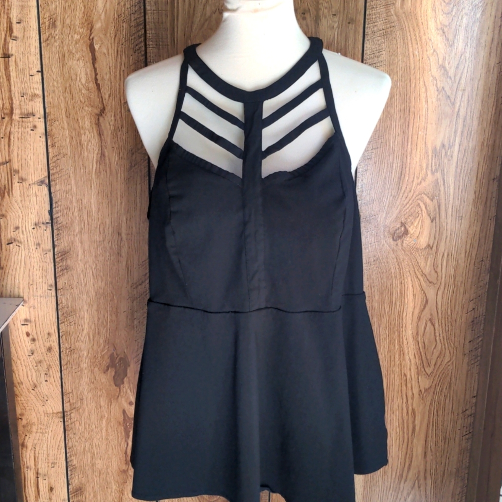 Torrid Bengaline High Neck Cage Front Top Size 3